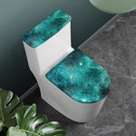 Teal Stardust Galaxy Space Print Toilet Lid And Tank Cover Set