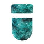 Teal Stardust Galaxy Space Print Toilet Lid And Tank Cover Set