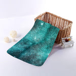 Teal Stardust Galaxy Space Print Towel