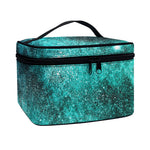 Teal Stardust Galaxy Space Print Travel Makeup Bag