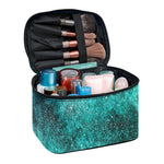 Teal Stardust Galaxy Space Print Travel Makeup Bag