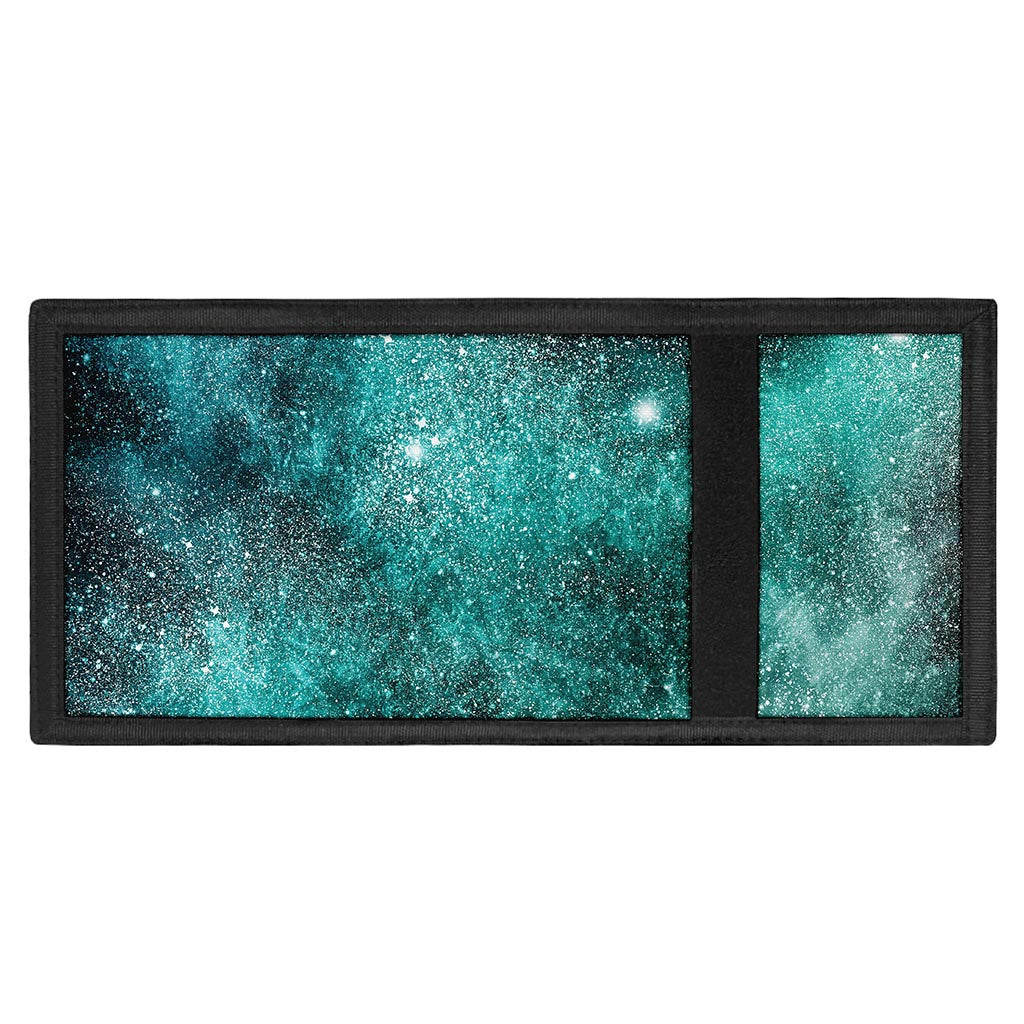 Teal Stardust Galaxy Space Print Trifold Wallet