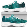 Teal Stardust Galaxy Space Print White Chunky Shoes