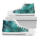 Teal Stardust Galaxy Space Print White High Top Sneakers