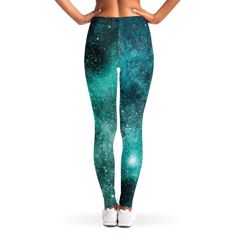 Teal Stardust Galaxy Space Print Women's Leggings