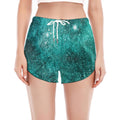 Teal Stardust Galaxy Space Print Women's Split Running Shorts