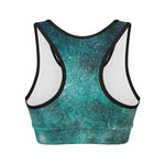 Teal Stardust Galaxy Space Print Women's Sports Bra