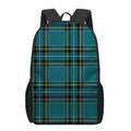 Teal Stewart Tartan Pattern Print 17 Inch Backpack