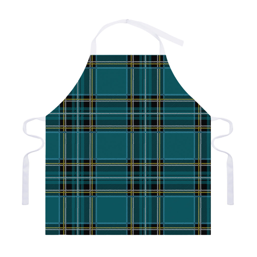 Teal Stewart Tartan Pattern Print Adjustable Apron