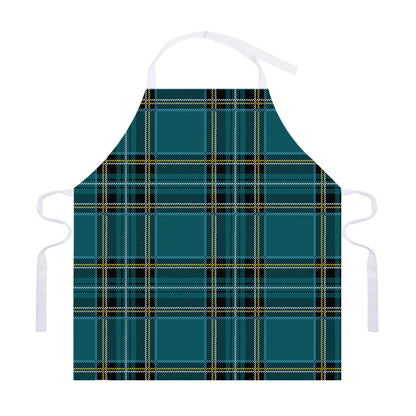 Teal Stewart Tartan Pattern Print Adjustable Apron