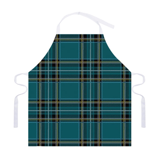 Teal Stewart Tartan Pattern Print Adjustable Apron