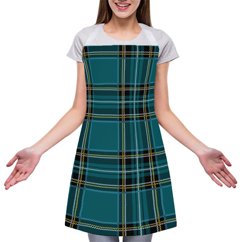 Teal Stewart Tartan Pattern Print Adjustable Apron