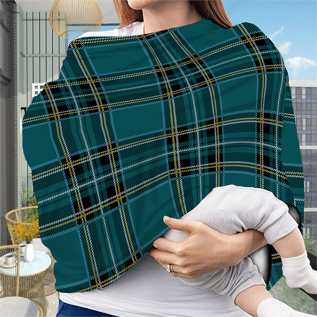 Teal Stewart Tartan Pattern Print Baby Seat Cover