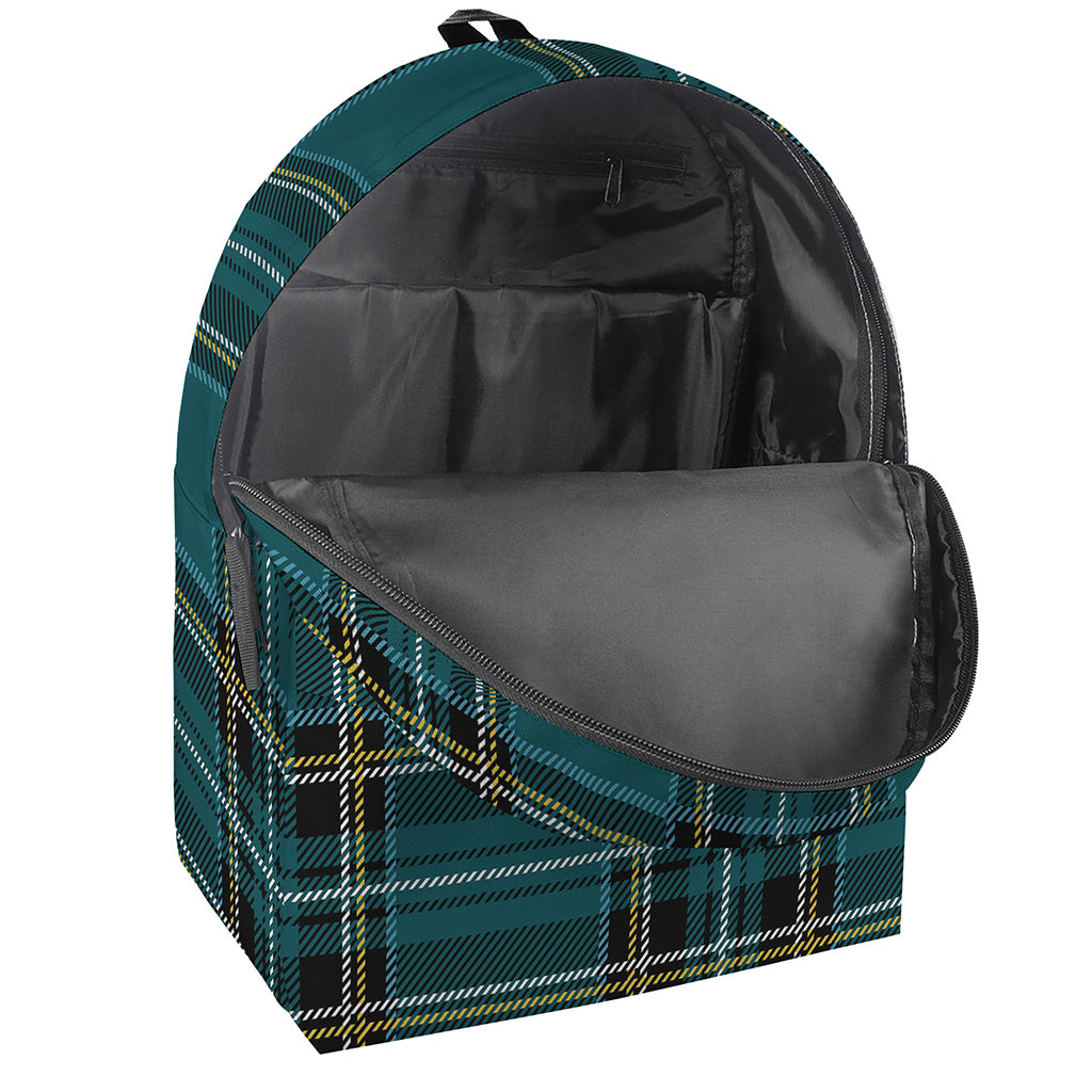 Teal Stewart Tartan Pattern Print Backpack