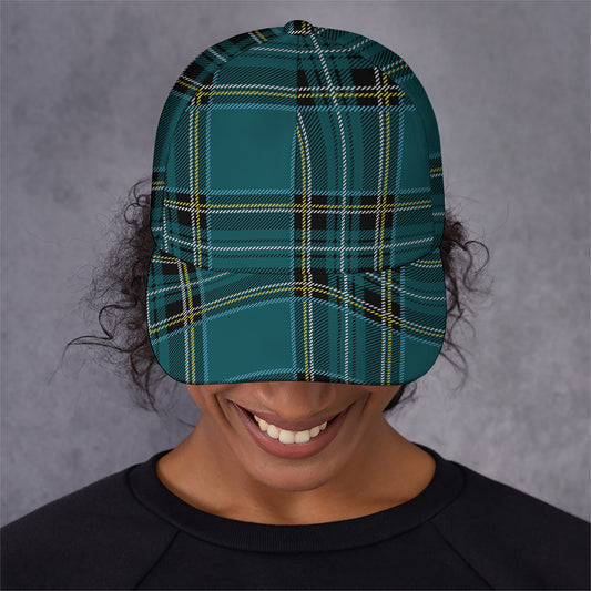 Teal Stewart Tartan Pattern Print Baseball Cap