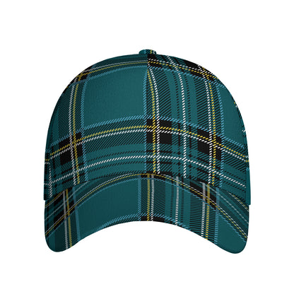 Teal Stewart Tartan Pattern Print Baseball Cap