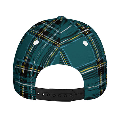 Teal Stewart Tartan Pattern Print Baseball Cap