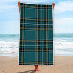 Teal Stewart Tartan Pattern Print Beach Towel