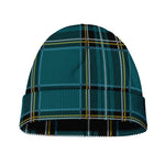 Teal Stewart Tartan Pattern Print Beanie