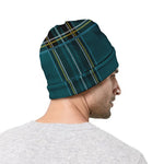 Teal Stewart Tartan Pattern Print Beanie