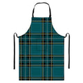 Teal Stewart Tartan Pattern Print Bib Apron With Pocket