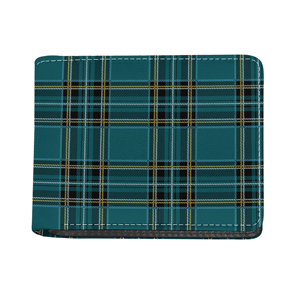 Teal Stewart Tartan Pattern Print Bifold Wallet