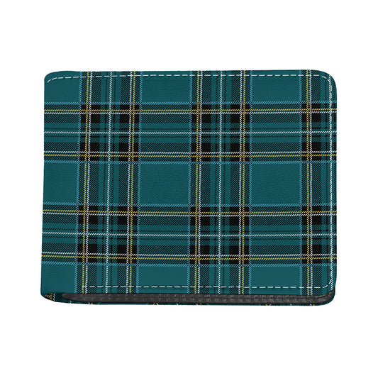 Teal Stewart Tartan Pattern Print Bifold Wallet