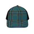 Teal Stewart Tartan Pattern Print Black Mesh Trucker Hat