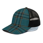 Teal Stewart Tartan Pattern Print Black Mesh Trucker Cap