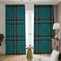 Teal Stewart Tartan Pattern Print Dimout Pencil Pleat Curtains