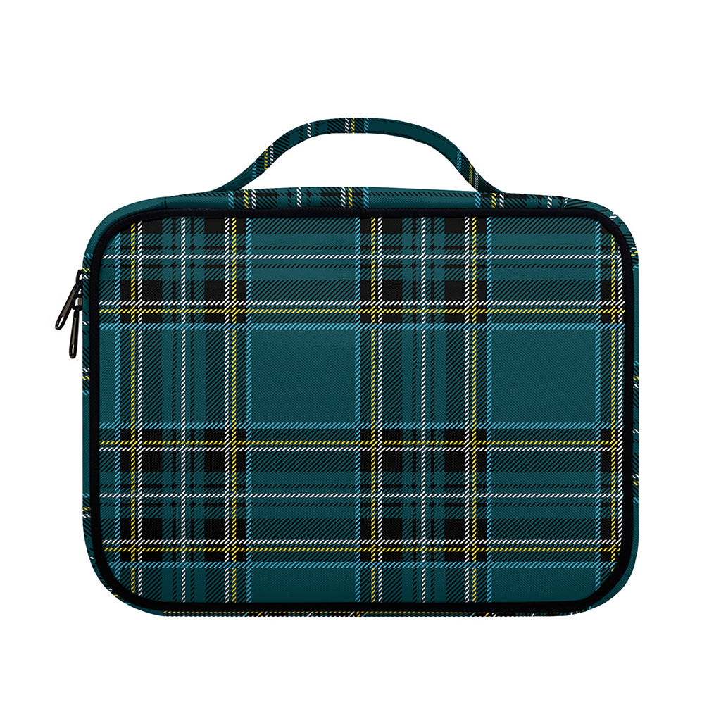 Teal Stewart Tartan Pattern Print Briefcase Bible Bag