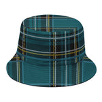 Teal Stewart Tartan Pattern Print Bucket Hat
