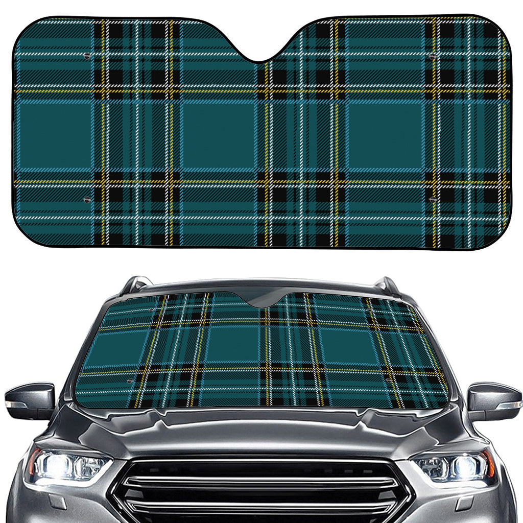 Teal Stewart Tartan Pattern Print Car Windshield Sun Shade