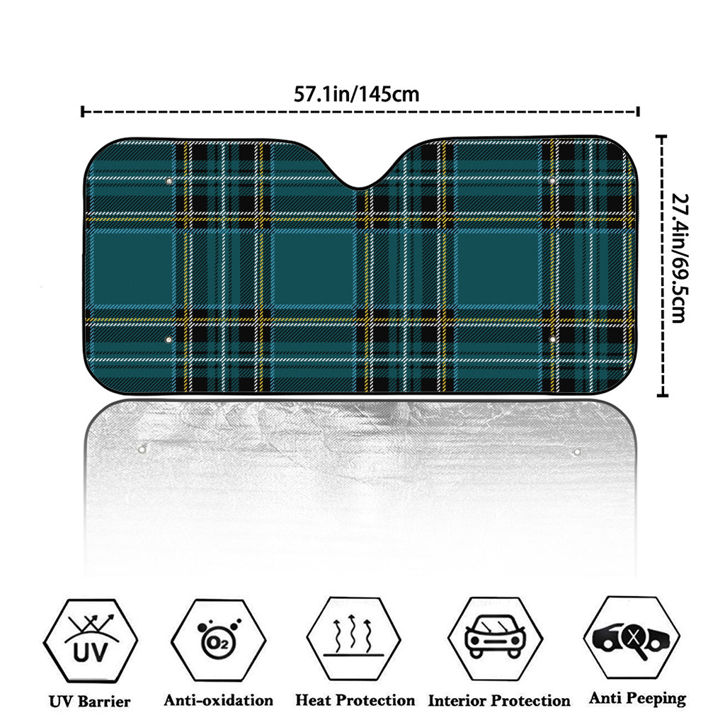 Teal Stewart Tartan Pattern Print Car Windshield Sun Shade