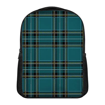 Teal Stewart Tartan Pattern Print Casual Backpack