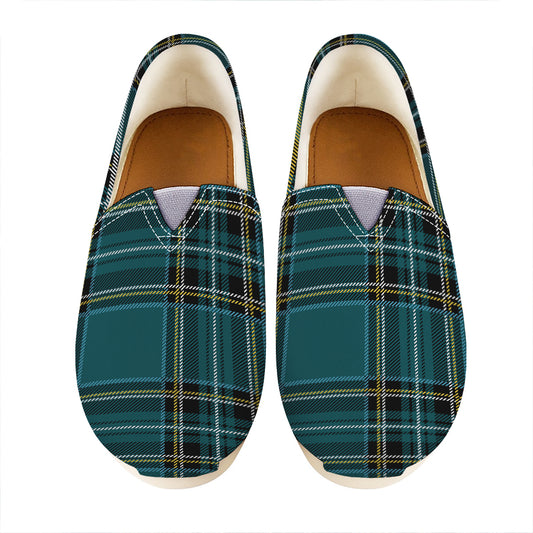 Teal Stewart Tartan Pattern Print Casual Shoes