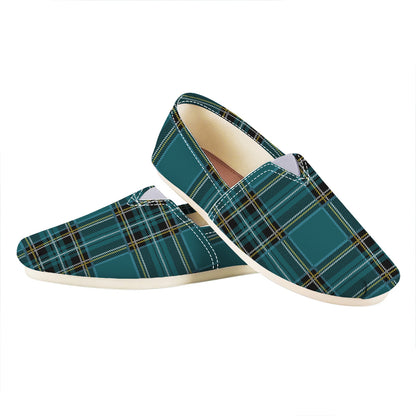 Teal Stewart Tartan Pattern Print Casual Shoes
