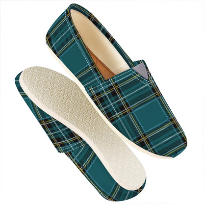 Teal Stewart Tartan Pattern Print Casual Shoes