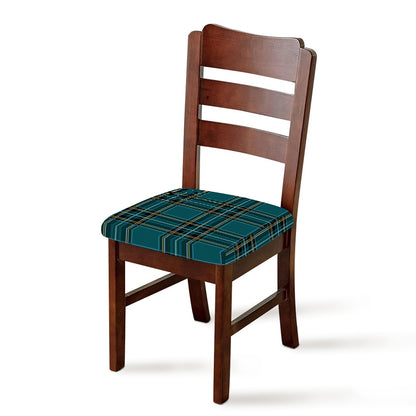 Teal Stewart Tartan Pattern Print Chair Cushion Cover