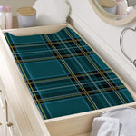Teal Stewart Tartan Pattern Print Changing Pad Cover