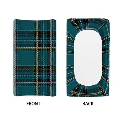 Teal Stewart Tartan Pattern Print Changing Pad Cover