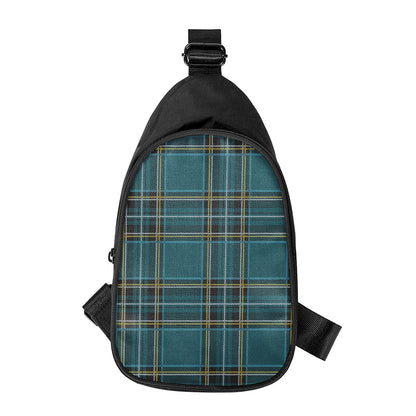 Teal Stewart Tartan Pattern Print Chest Bag