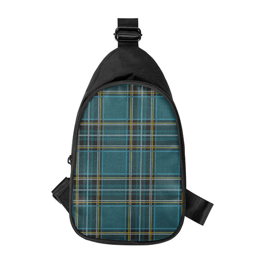 Teal Stewart Tartan Pattern Print Chest Bag
