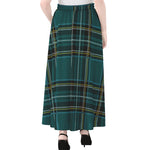 Teal Stewart Tartan Pattern Print Chiffon Maxi Skirt