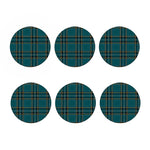Teal Stewart Tartan Pattern Print Coaster Set