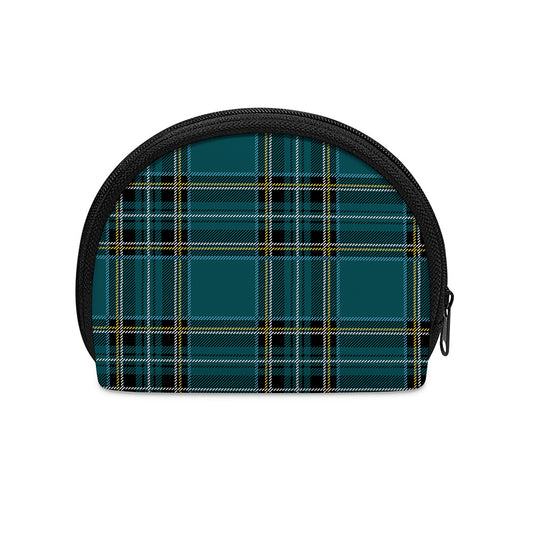 Teal Stewart Tartan Pattern Print Coin Purse