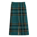 Teal Stewart Tartan Pattern Print Cotton Front Slit Maxi Skirt
