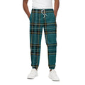 Teal Stewart Tartan Pattern Print Cotton Sweatpants