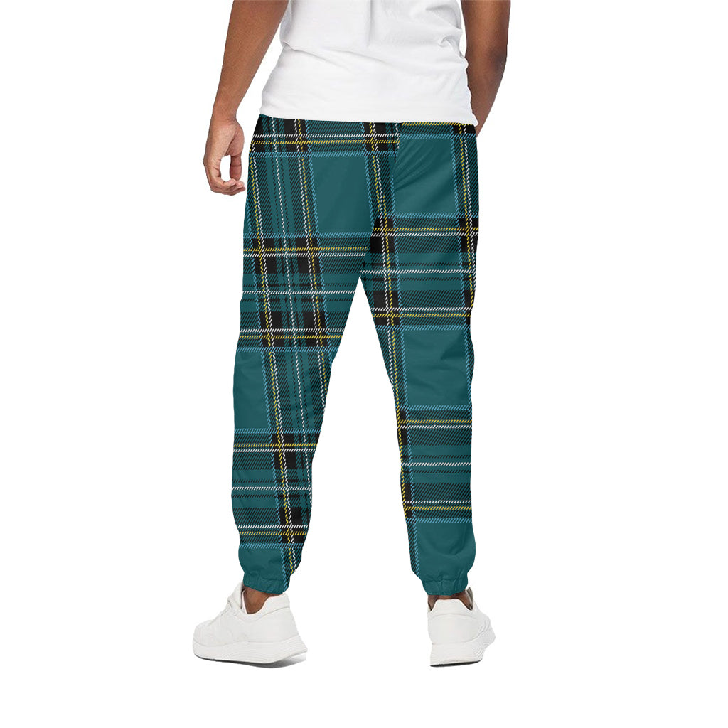 Teal Stewart Tartan Pattern Print Cotton Pants