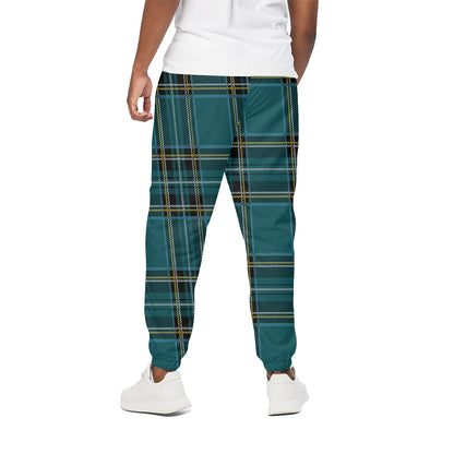 Teal Stewart Tartan Pattern Print Cotton Pants